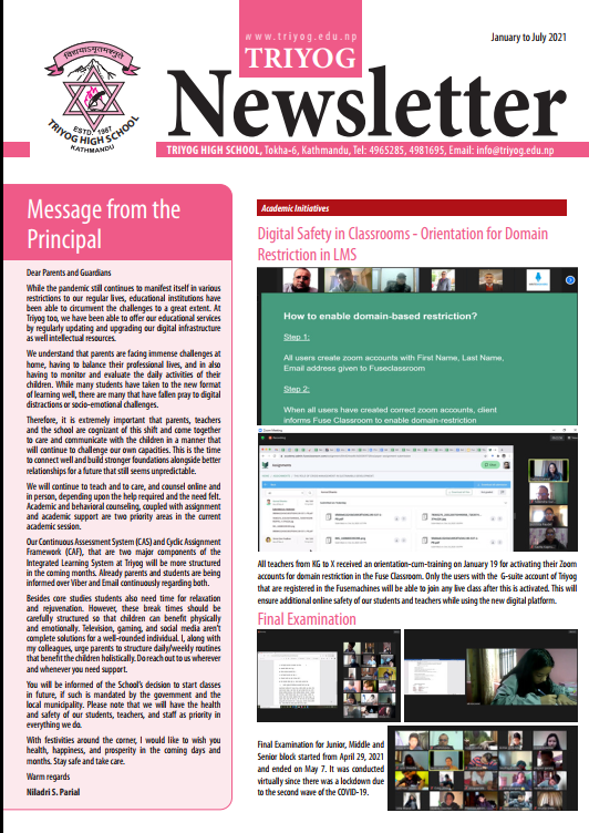 Newsletter January to July 2021